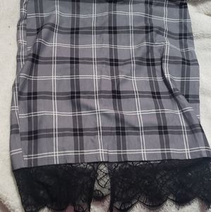 Gray plaid pencil skirt